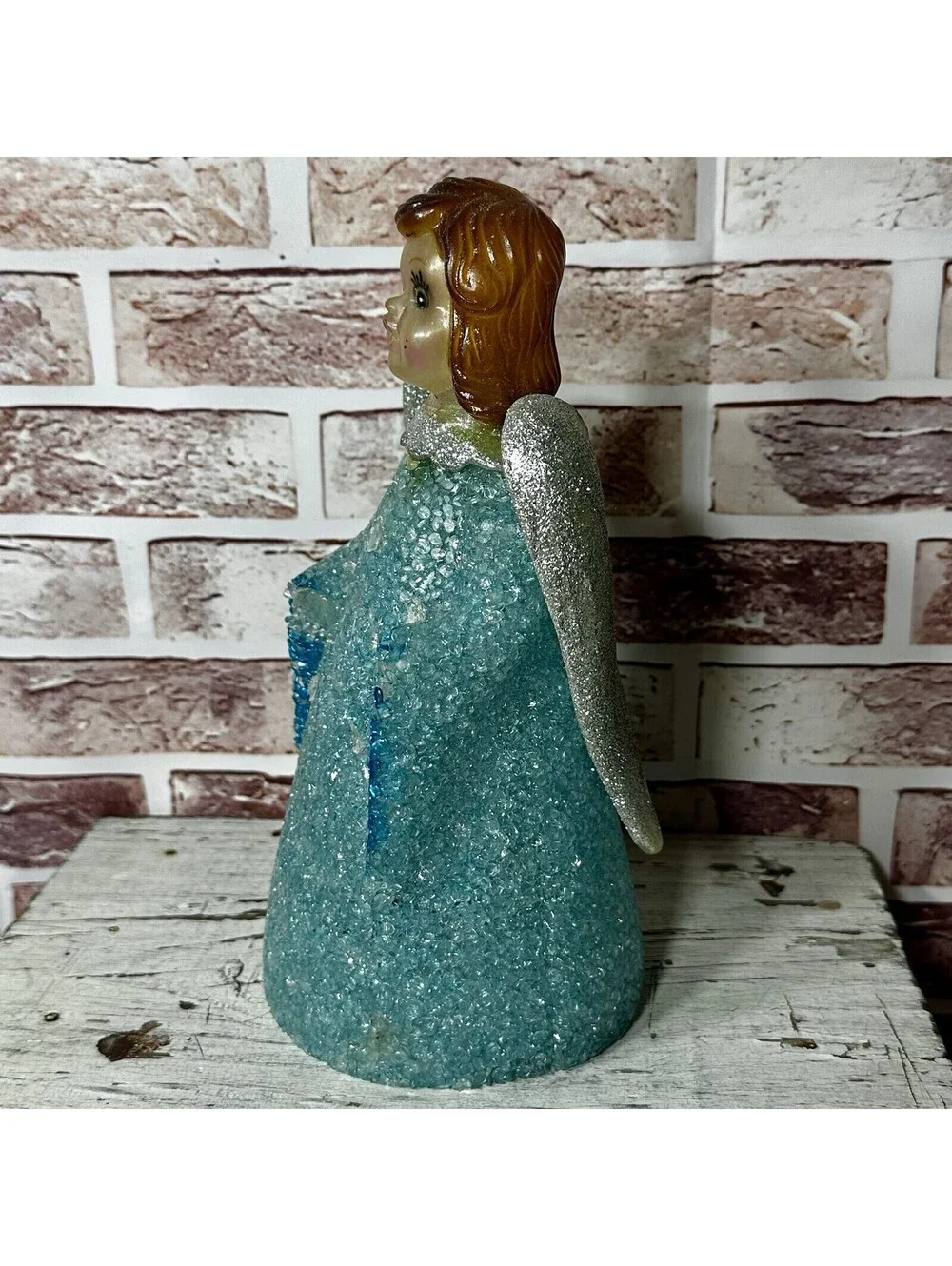 Vintage 10” Christmas Angel Melted Popcorn Plastic Tree Topper or Table Decor’